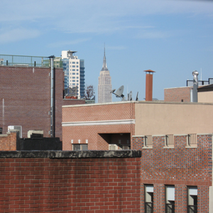 empire state building seen from window of 4d in williamsburg brooklyn